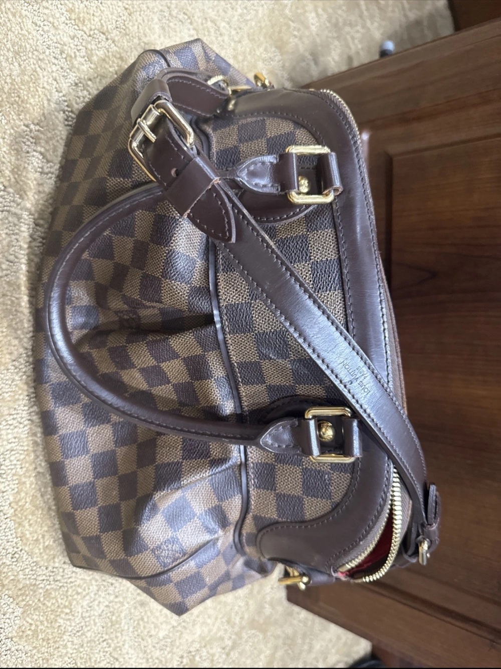 Louis Vuitton Trevi Shoulder Bag PM Brown Canvas Damier Ebene